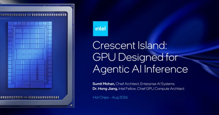 Intel Crescent Island亮相 Hot Chips 2026：搭載480GB LPDDR5X記憶體的Xe3P推論加速器
